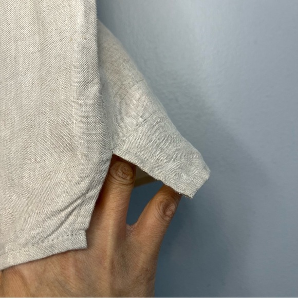 Ny&CO Mens 100% Linen Button Up Shirt Short Sleeve Beige Sz L Neutral Nautical - Picture 8 of 10